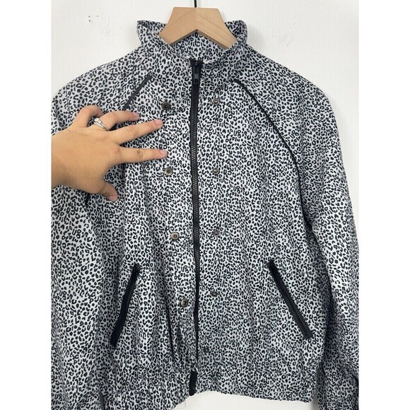 Allfenix White Leopard Print Cropped Full Zip Jacket Anthropologie Medium - Picture 7 of 12